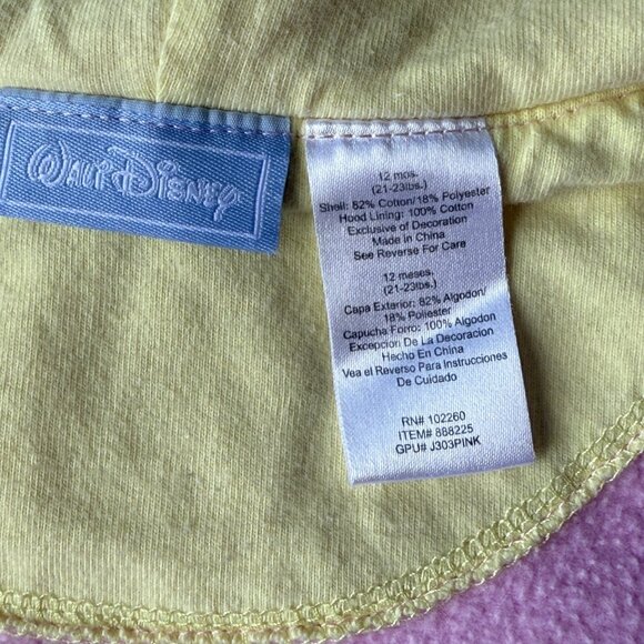 Disney Y2K Infant Pink Hooded Jacket Piglet Embroidered Cozy 12M Fleece - Picture 11 of 11